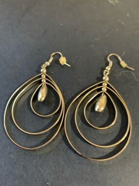 Silver-Tone  Multi Hoop Teardrop Dangle Earrings